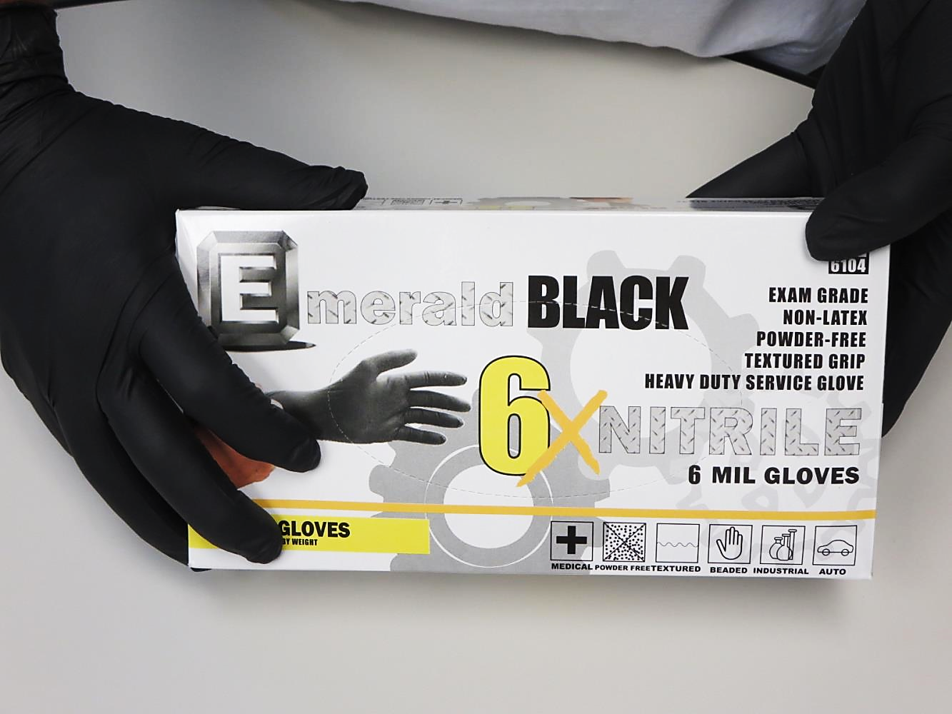 Emerald 6X Black Latex-Free Powder-Free Nitrile Exam Gloves